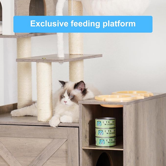Hey-brother Cat Tree with Litter Box Enclosure, Modern Cat Tower - Image 6