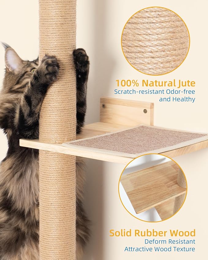 80inch Tall Cat Tree Wall Mount, 15.8in Top Perch Bed - Image 5