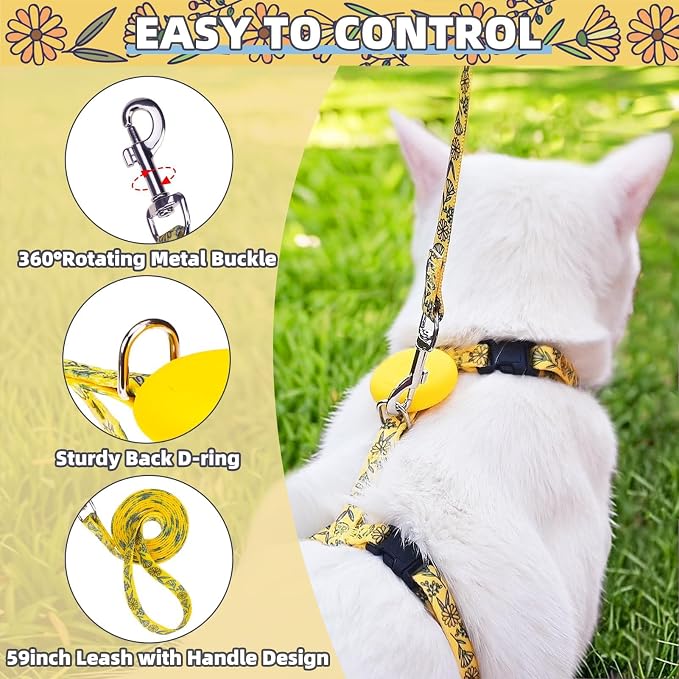 PUPTECK Adjustable Cat Harness and Leash Set Escape Proof Kitten Strap Collar - Image 4