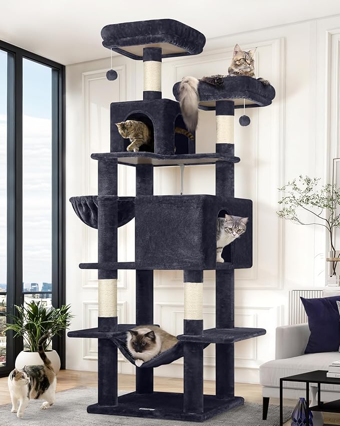 Globlazer Cat Tree Tower, 76-Inch Extra Tall Multi-Level Cat Furniture by Globlazer