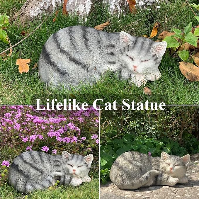 GARDEN WHISPER Cat Statue, Contemporary, Outdoor / Indoor Decor, 11.4" L x 7.1" - Image 7