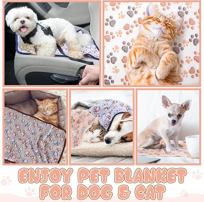 Chumia 40 Pcs Blankets Soft Fluffy Fleece Washable Pet Dog Sleep mat Paw Print - Image 6