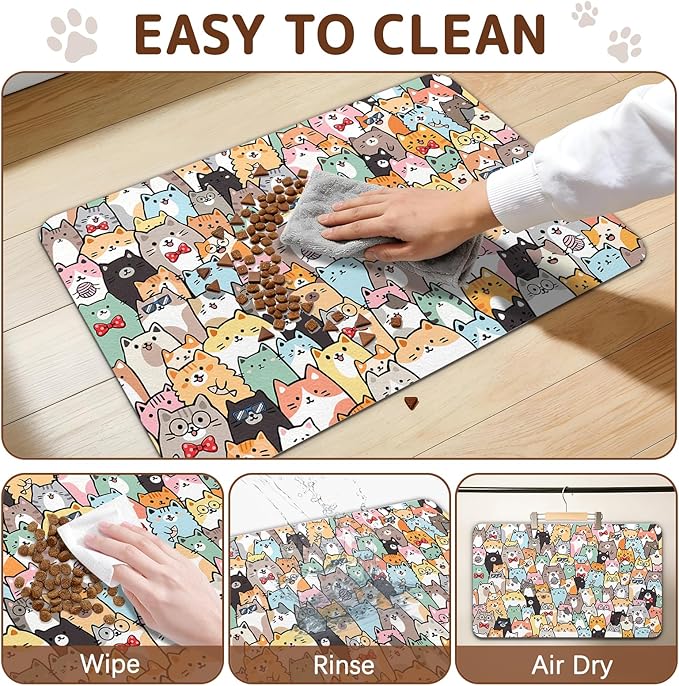 Dog Food Mat for Bowls, Absorbent Quick Dry Dog Cat Mats for Food and Water - Image 6