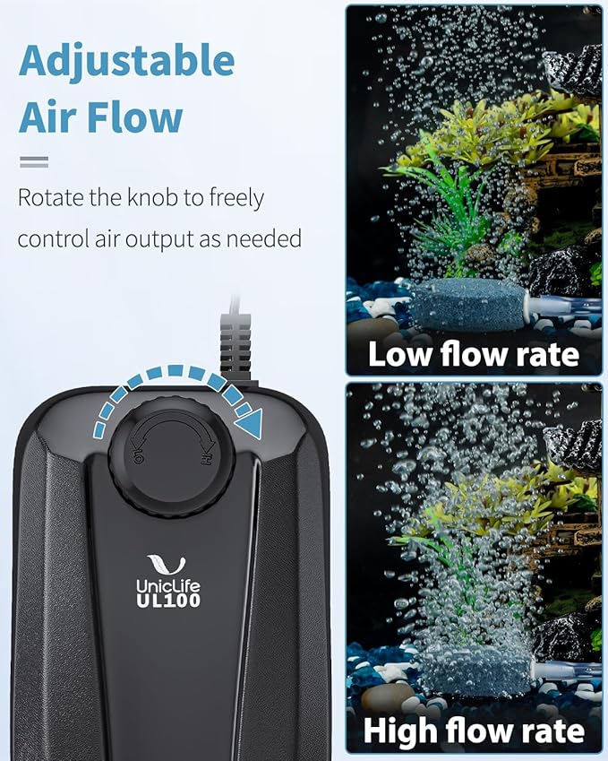 Uniclife Aquarium Air Pump Dual Outlet Fish Tank Aerator - Image 2
