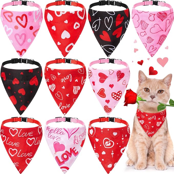 Sanwuta 10 Pcs Mother's Day Cat Collar Bandanas, Breakaway Adjustable Kitty by Sanwuta