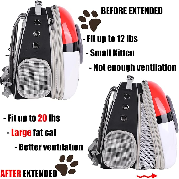 Front Expandable Cat Backpack Carrier, Fit up to 20 lbs, Space Capsule - Image 4