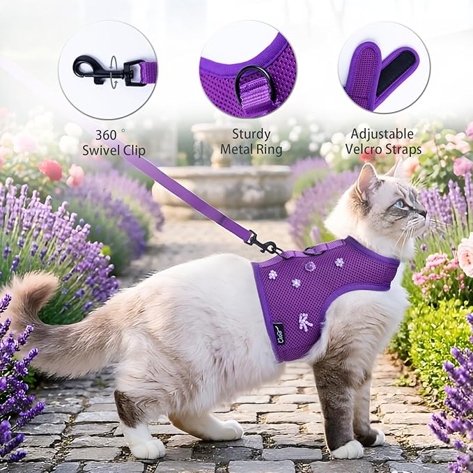 Kitty Harness and Leash for Walking Escape Proof Breathable Mesh Fabric - Image 3