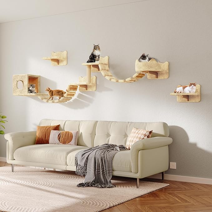 9-in-1 Cat Wall Shelves, Wall Mounted Cats Furniture Set - Image 6
