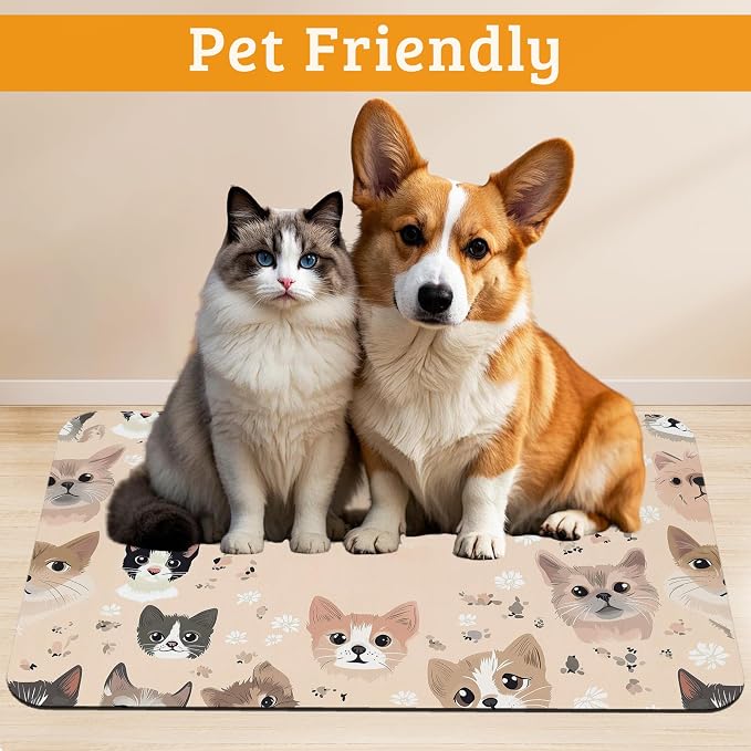 Pet Feeding Mat, Pet Photo Absorbent Dog Cat Food Mat Dog Mat - Image 2
