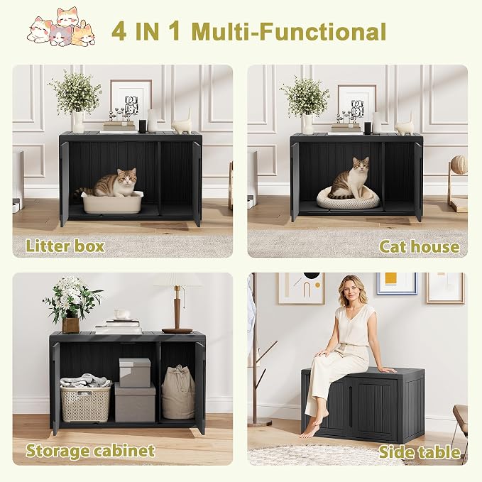Cat Litter Box Enclosure, Hidden Enclosed Litter Box Furniture - Image 5