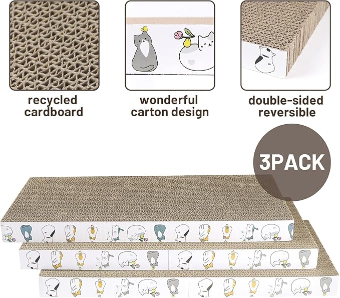 PatiencET Cardboard Cat Scratcher Pads, Catnip Included, - Image 2