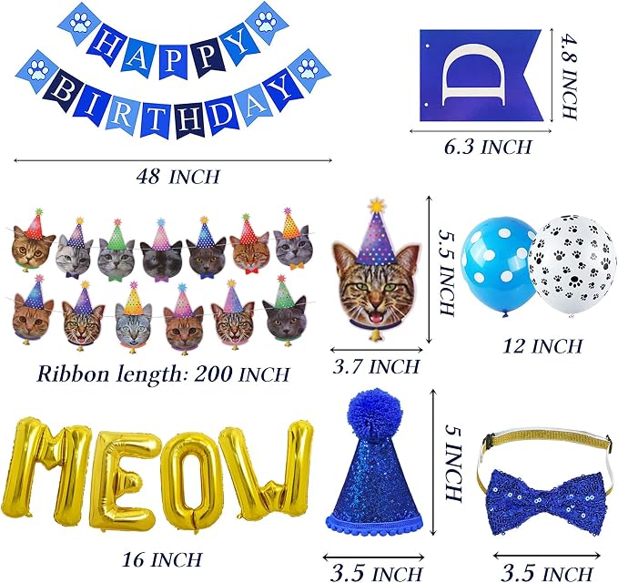 STMK Cat Birthday Party Supplies, Cat Birthday Hat - Image 4