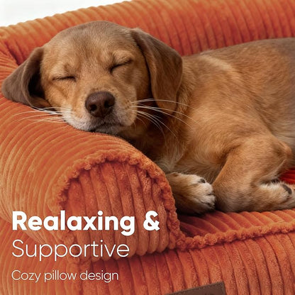 FUKUMARU Dog Couch Bed, Corduroy Cozy Cat Bed - Image 2