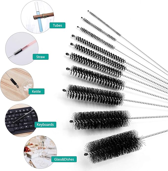 CiaraQ Bottle Cleaning Brushes, 8 Inch Nylon Tube Brush Set, Cleaner - Image 2