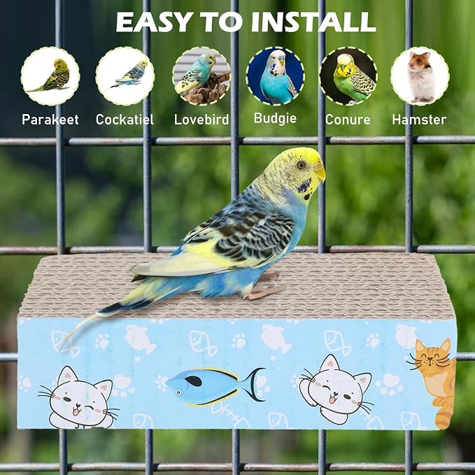 2 PCS Bird Chew Toy Parrot Cage Perch Cardboard Platform Bird Paw Grinding Stand - Image 4