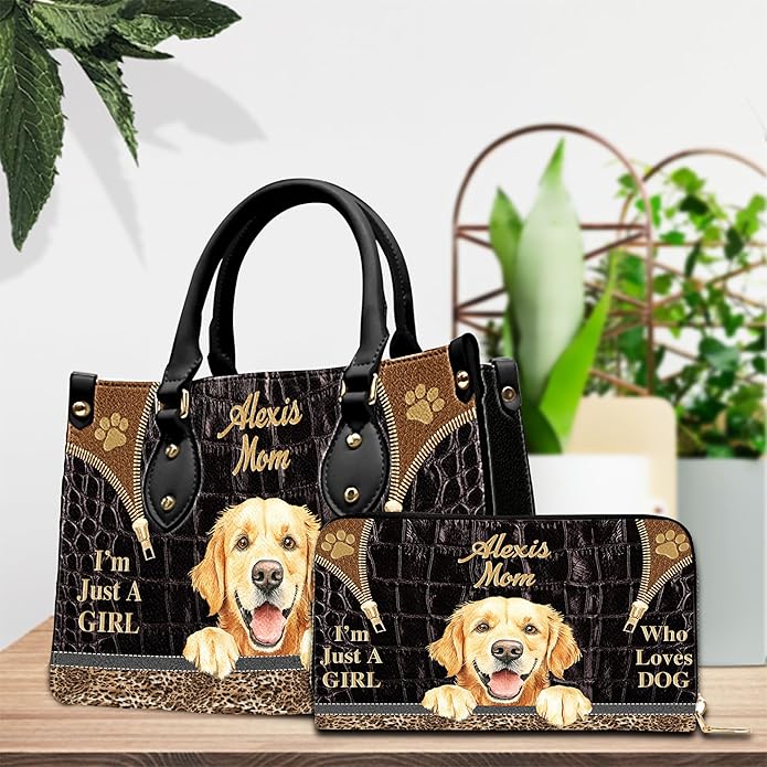 Personalized Pet Mom Leather Handbag – Custom Name Dog Cat Photo Purse - Image 5