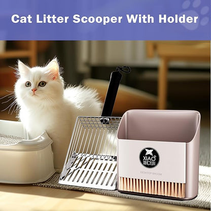 Cat Litter Scooper with Holder, Metal Litter Scoop Includes Portable Small - Image 2