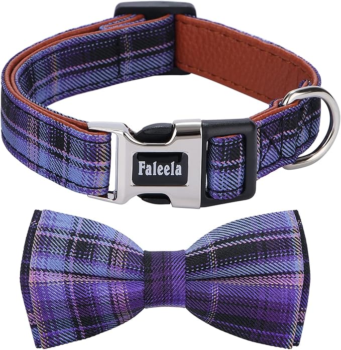 Faleela Soft &Comfy Bowtie Dog Collar, Detachable and Adjustable Bow Tie Collar by Faleela