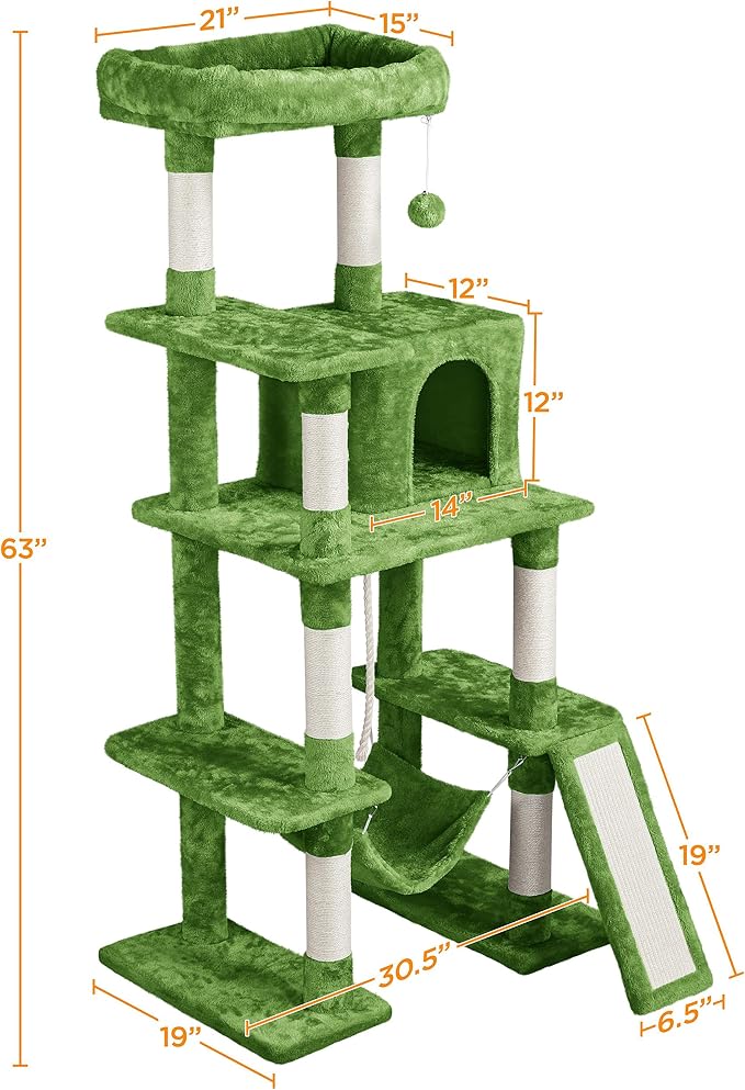 Yaheetech Cat Tree Cat Tower, 63in Multi-Level Cat Tree - Image 3