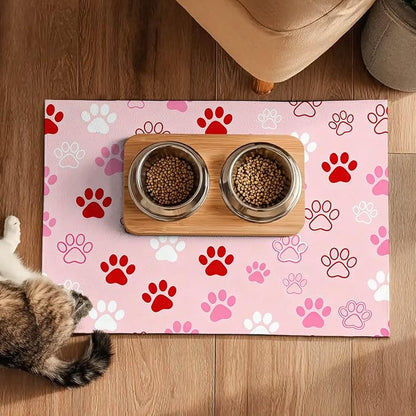 Puppy Paw Print Pet Feeding Mat 24x16 Inch Cute Pet Feeding Area Mat Pet Food - Image 5