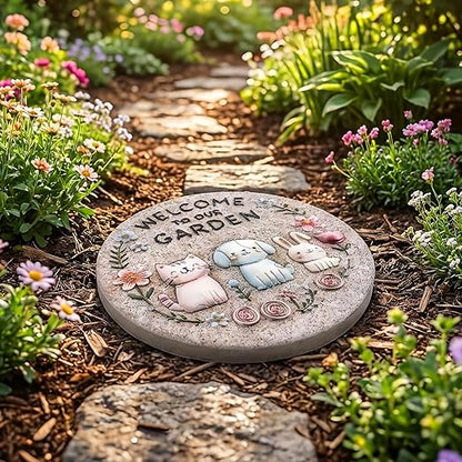 Garden Stepping Stones Outdoor, 9.8" Resin Pet Cat Dog Bunny Stepping Stone - Image 4