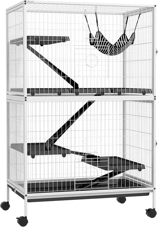 PawHut Metal Small Animal Cage, 5-Tiers Rolling Big Ferret Cage by PawHut