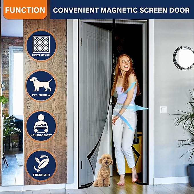 Magnetic Screen Door, Keep Bugs Out, Pet & Kid Friendly，Works - Image 6
