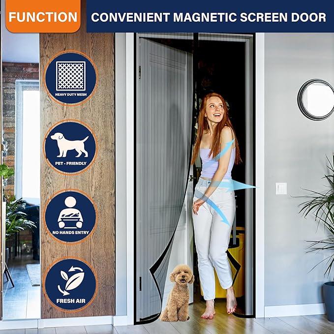 Mesh Screen with Magnetic Closure-Keeps Bugs Out Let Breeze in, Heavy Duty - Image 6