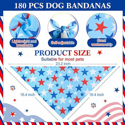 Aliceset 180 Pcs 4th of July Dog Bandanas Bulk Patriotic Dog Bandanas - Image 2
