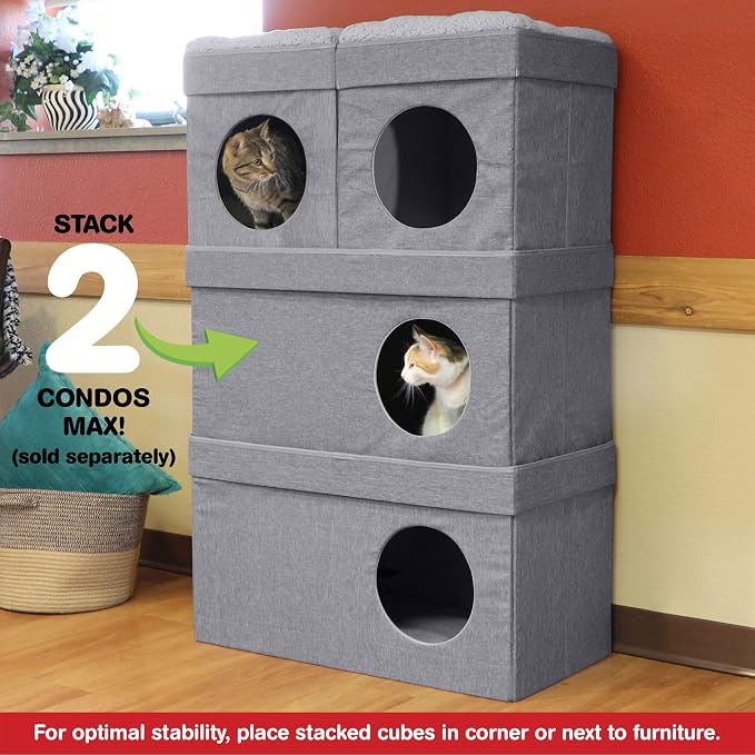 Kitty City Large Stackable Cat Condo & Cube House, Modular Indoor Cat Furniture - Image 6