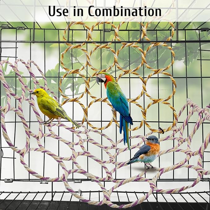BNOSDM 2 Packs Bird Hemp Rope Net Swing Climbing Rope Net - Image 3