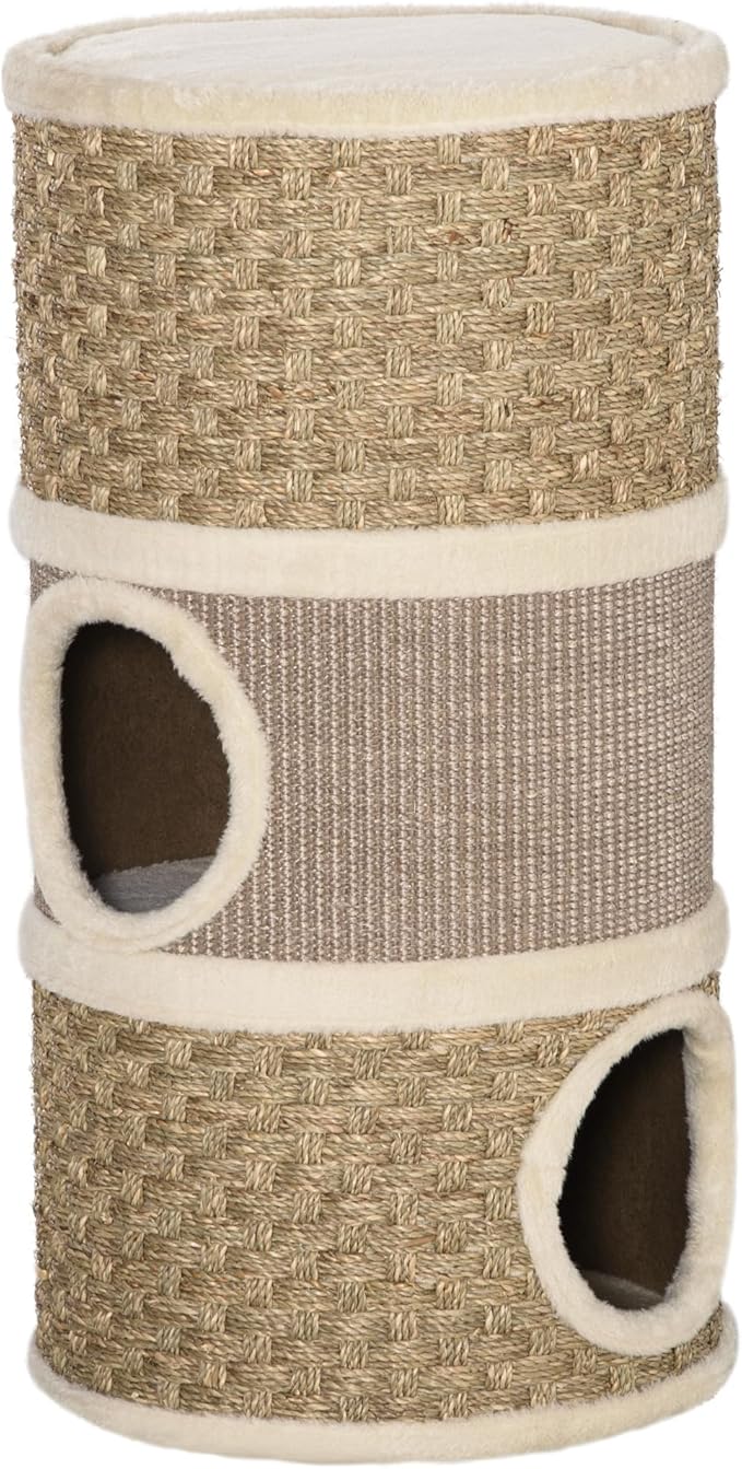 PawHut 28 Inch Cat Condo, 3 Story Cat Hideaway by PawHut