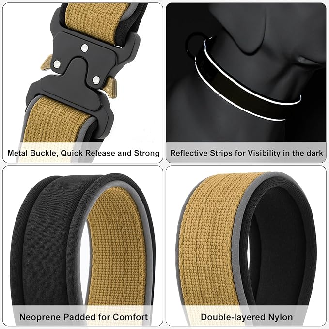 Plutus Pet Tactical Dog Collar, Reflective, Adjustable Heavy Duty Dog Collar - Image 4