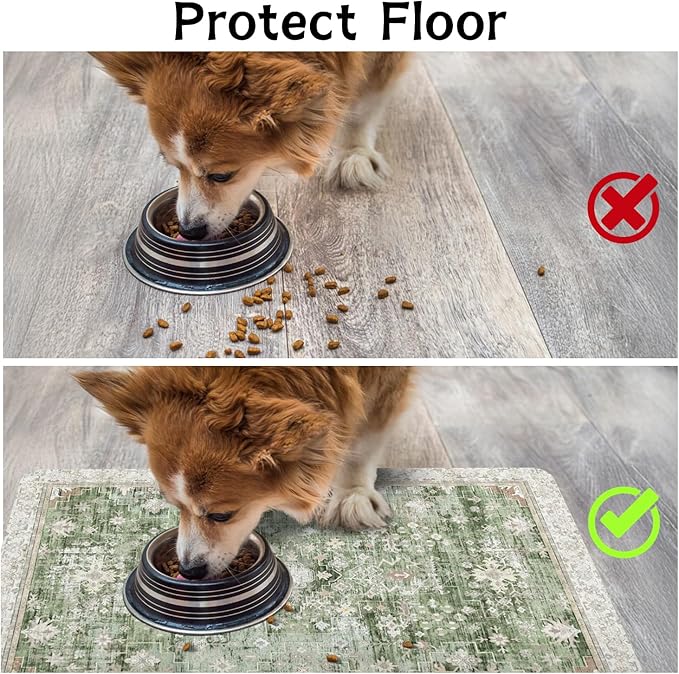 Pet Food Mats for Floor, Absorbent Dog Mat for Food and Water Dispenser Mat - Image 3