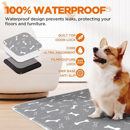Washable Pee Pads for Dogs, Absorbent Dog Training Pads, 100% Waterproof - Image 2