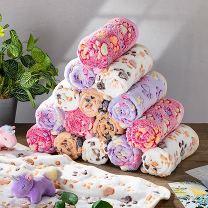 Chumia 40 Pcs Blankets Soft Fluffy Fleece Washable Pet Dog Sleep mat Paw Print - Image 5