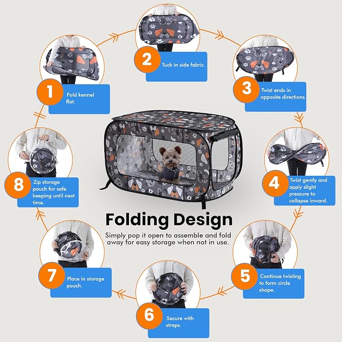 Beatrice Home Fashions Portable, Collapsible, Pop Up Kennel Travel Cat and Dog - Image 5