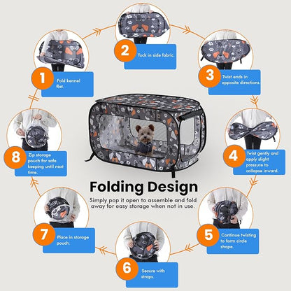 Beatrice Home Fashions Portable, Collapsible, Pop Up Kennel Travel Cat and Dog - Image 5