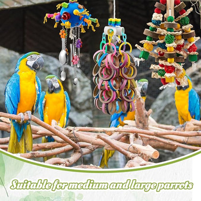 3 Pcs Extra Large Bird Parrot Toy Multicolored Natural Wooden Parrot Cage - Image 2