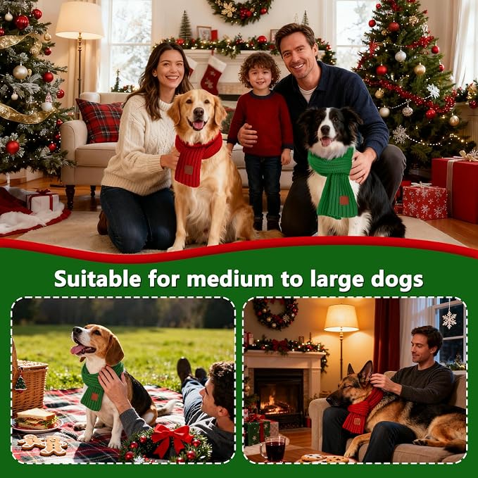 BWOGUE 2-Piece Winter Dog Knitted Scarf & Dog Neck Warm Bandanas - Image 6