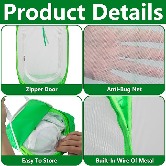 16" x 16" x 24" Pop Up Garden Mesh Plant Cover, Plant Protectors Mesh Plant - Image 3