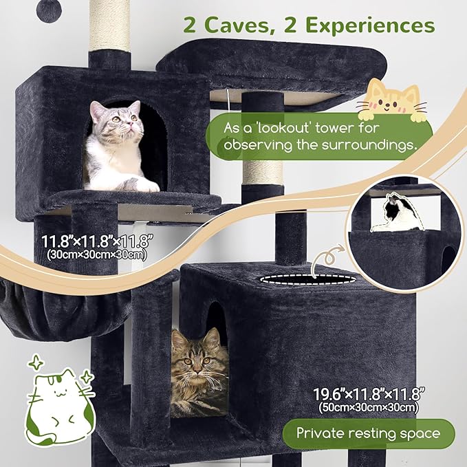 Globlazer Cat Tree Tower, 76-Inch Extra Tall Multi-Level Cat Furniture - Image 2