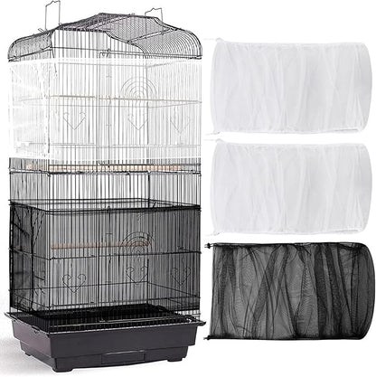 3 Pieces Large Adjustable Bird Cage Cover Seed Feather Catcher Birdcage Nylon by Shappy