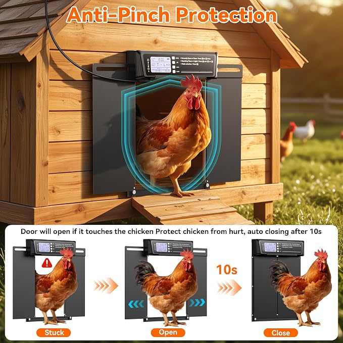 Automatic Chicken Coop Door Large Size, 7W Solar Powered - Image 5