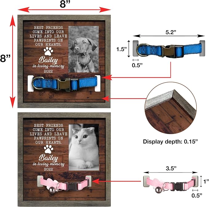 Personalized Dog Collar Frame Memorial Pet Loss Sign Dog & Cat Lover Ever Gifts - Image 3