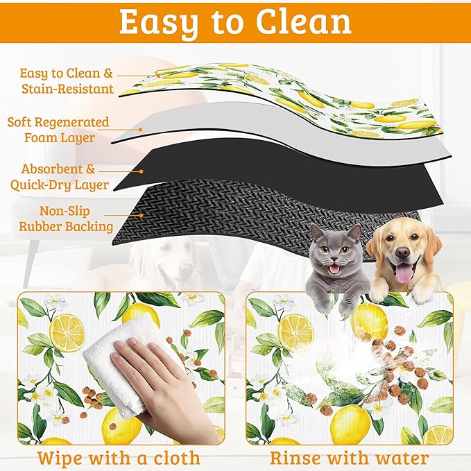 Lemon Feeding Mat, Non-Slip Rubber Backing Mat, Cat Dog Accessories Supplies - Image 5