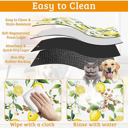 Lemon Feeding Mat, Non-Slip Rubber Backing Mat, Cat Dog Accessories Supplies - Image 5