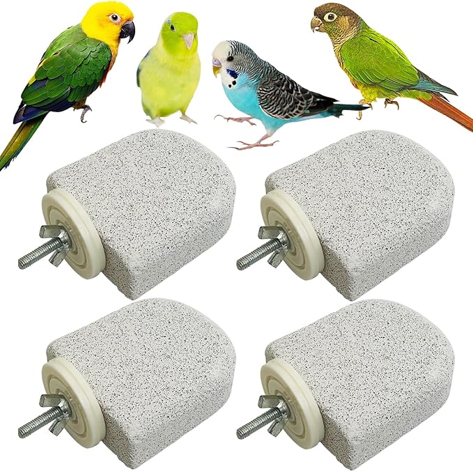 PINVNBY 4 PCS Bird Perch Stands Parrot Calcium Perch Beak Grinding Stone Foot by PINVNBY
