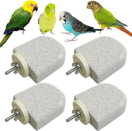 PINVNBY 4 PCS Bird Perch Stands Parrot Calcium Perch Beak Grinding Stone Foot by PINVNBY