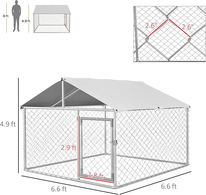 PawHut Outdoor Dog Kennel, Heavy Duty Dog Run Outdoor Fence - Image 7